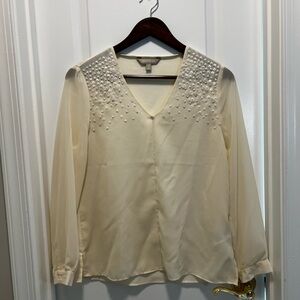 Banana Republic Cream Beaded Blouse SP